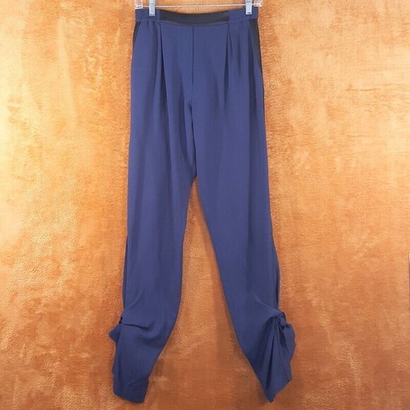 JONATHAN SIMKHAI Womens Pants Size 2 Blue Pull On Slim Leg Gathered Tie Ankle - Picture 1 of 10